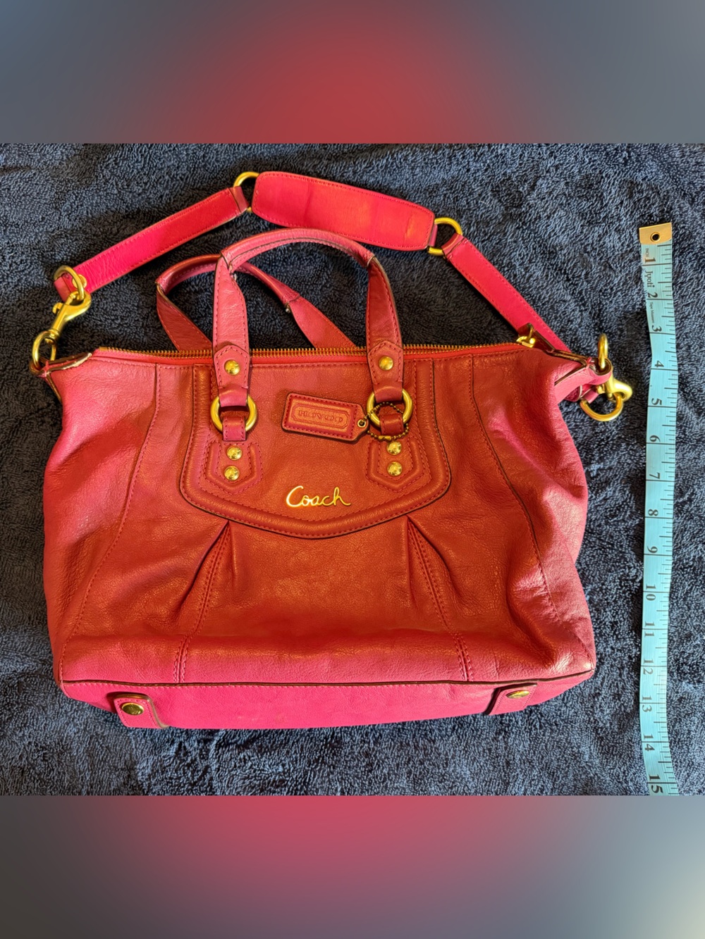 Coach Ashley Leather satchel with Gold Hardware - Picture 3 of 7